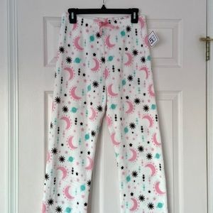 NWT White Galaxy Soft Fuzzy Pajama Pants Size Medium